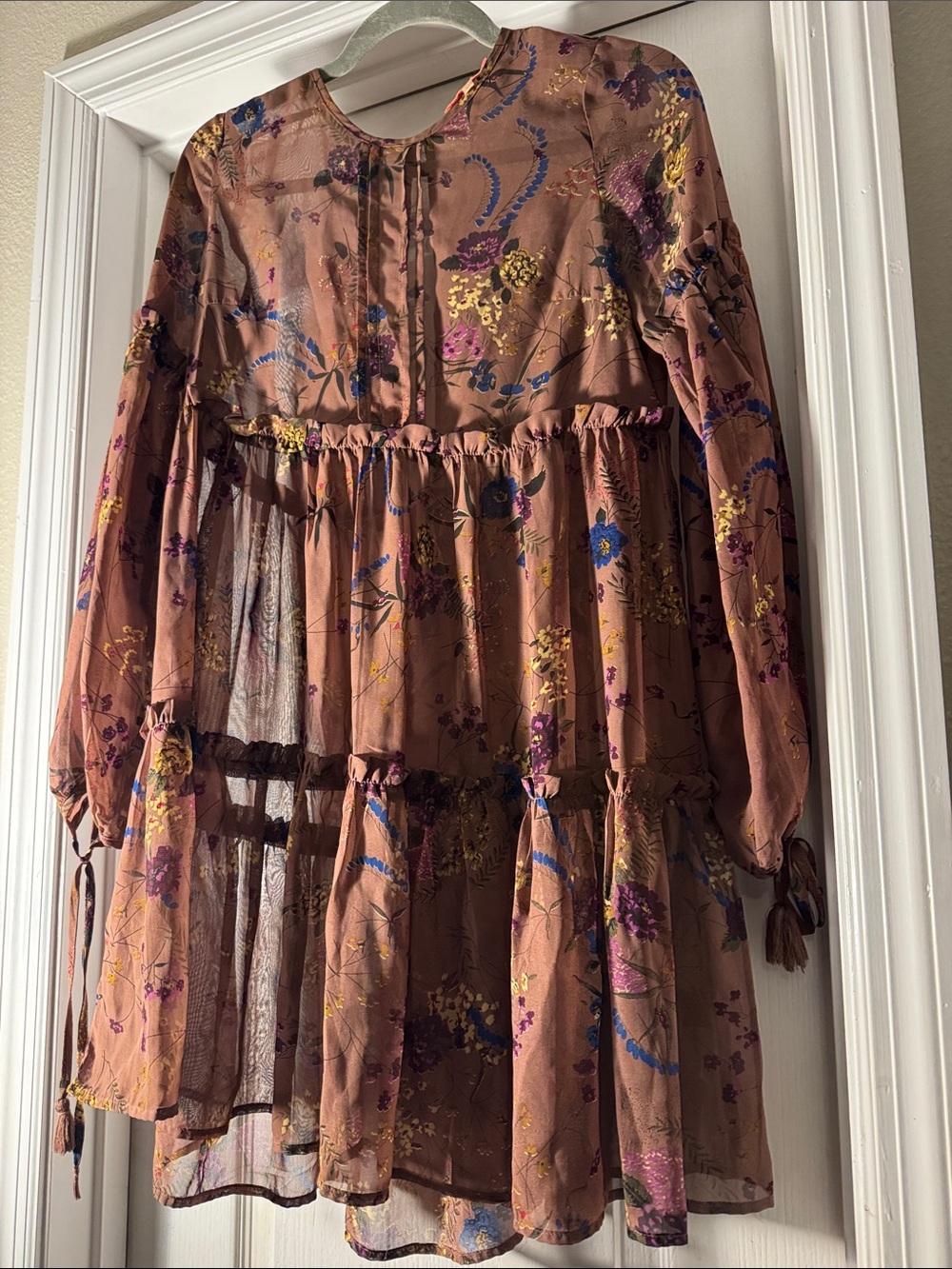 Re-named brand Women's Brown Floral Tiered Casual Dress